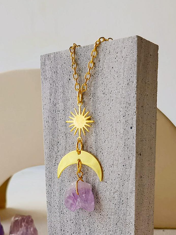 Crescent Moon Amethyst Necklace