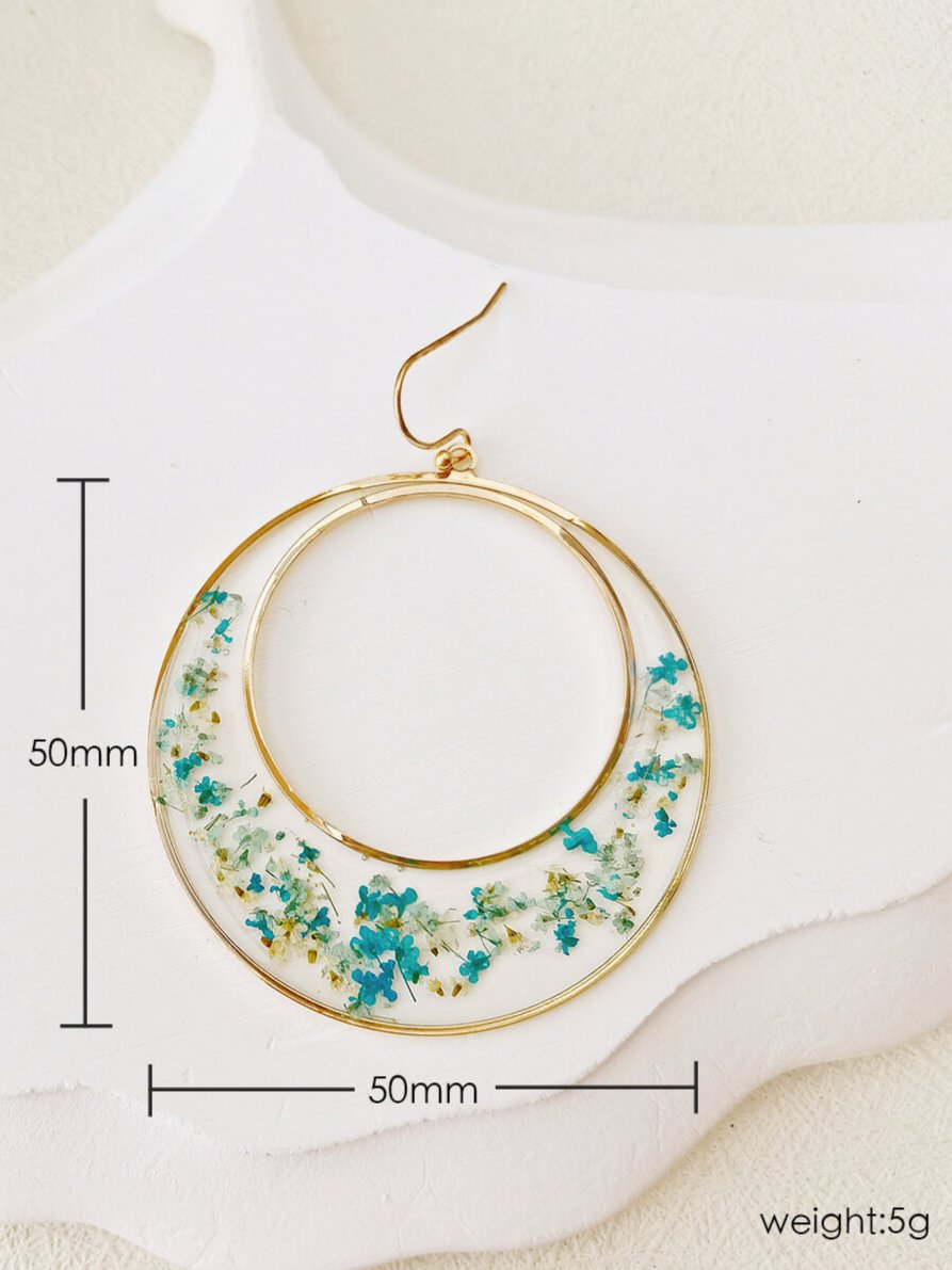 Queen Anne Lace Dried Flowers Large Hoop Earrings