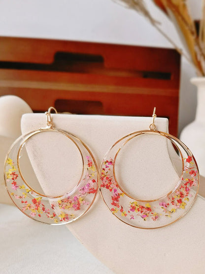 Queen Anne Lace Dried Flowers Large Hoop Earrings