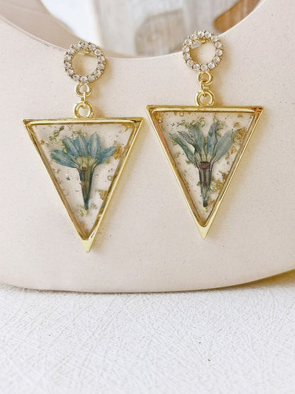 Triangle Handmade Earrings Resin Plant Earrings Small Jewelry Temperament