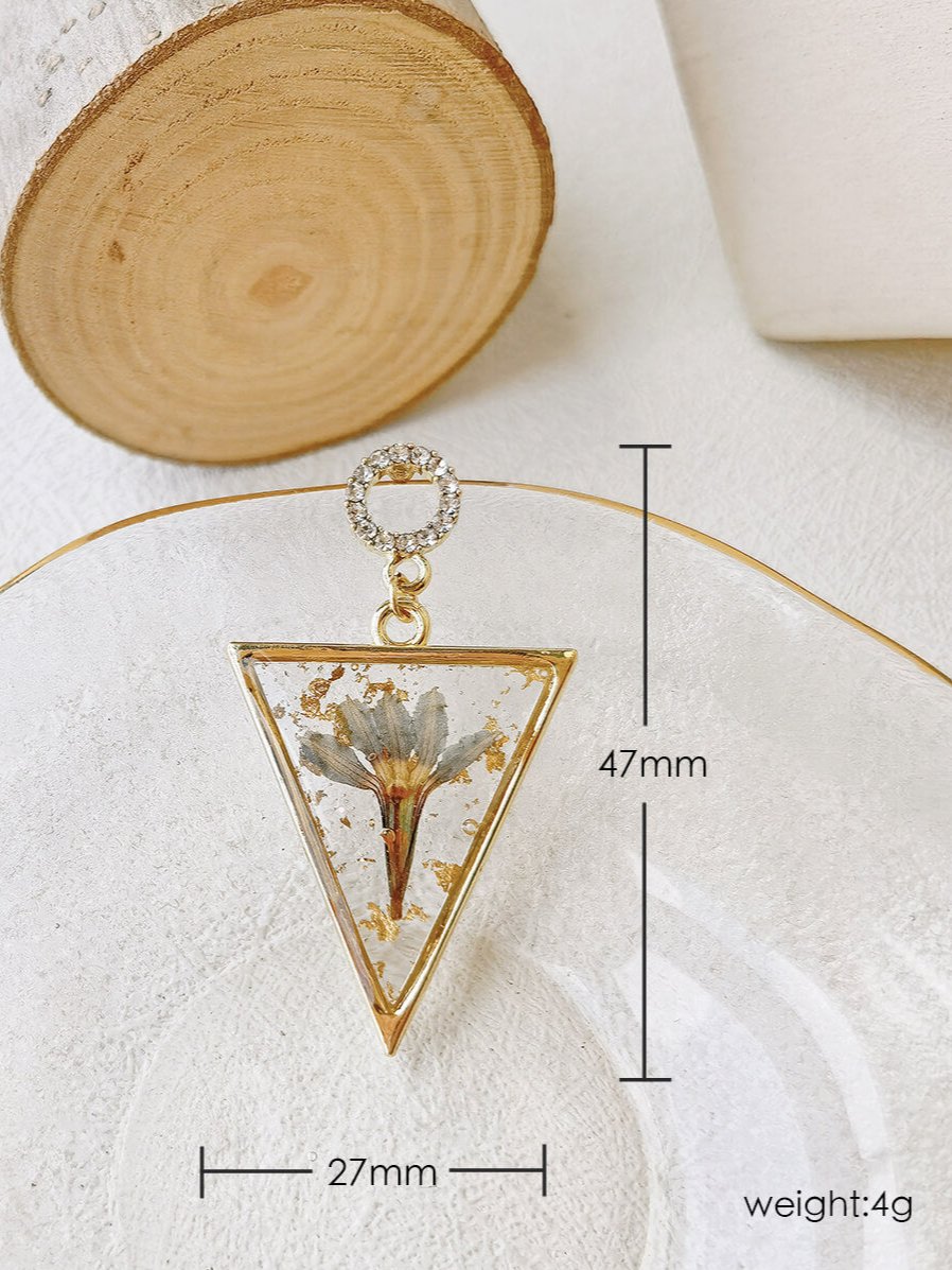 Triangle Handmade Earrings Resin Plant Earrings Small Jewelry Temperament