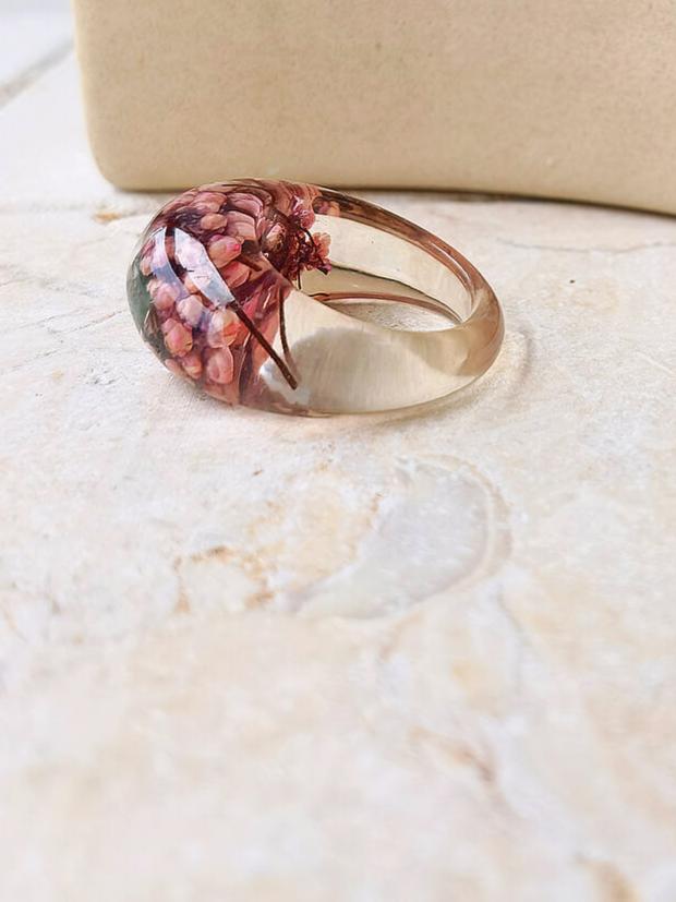 Handmade Dried Flower Inlaid Resin Ring