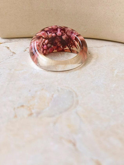 Handmade Dried Flower Inlaid Resin Ring