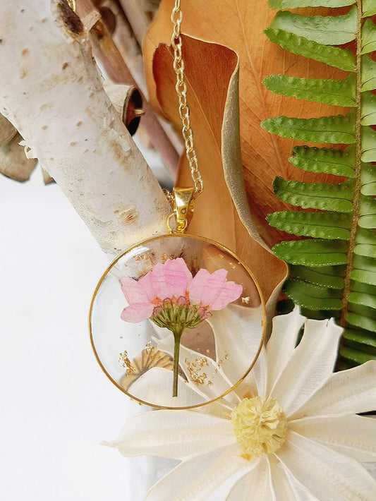 Blushing Daisy Resin Floral Necklace