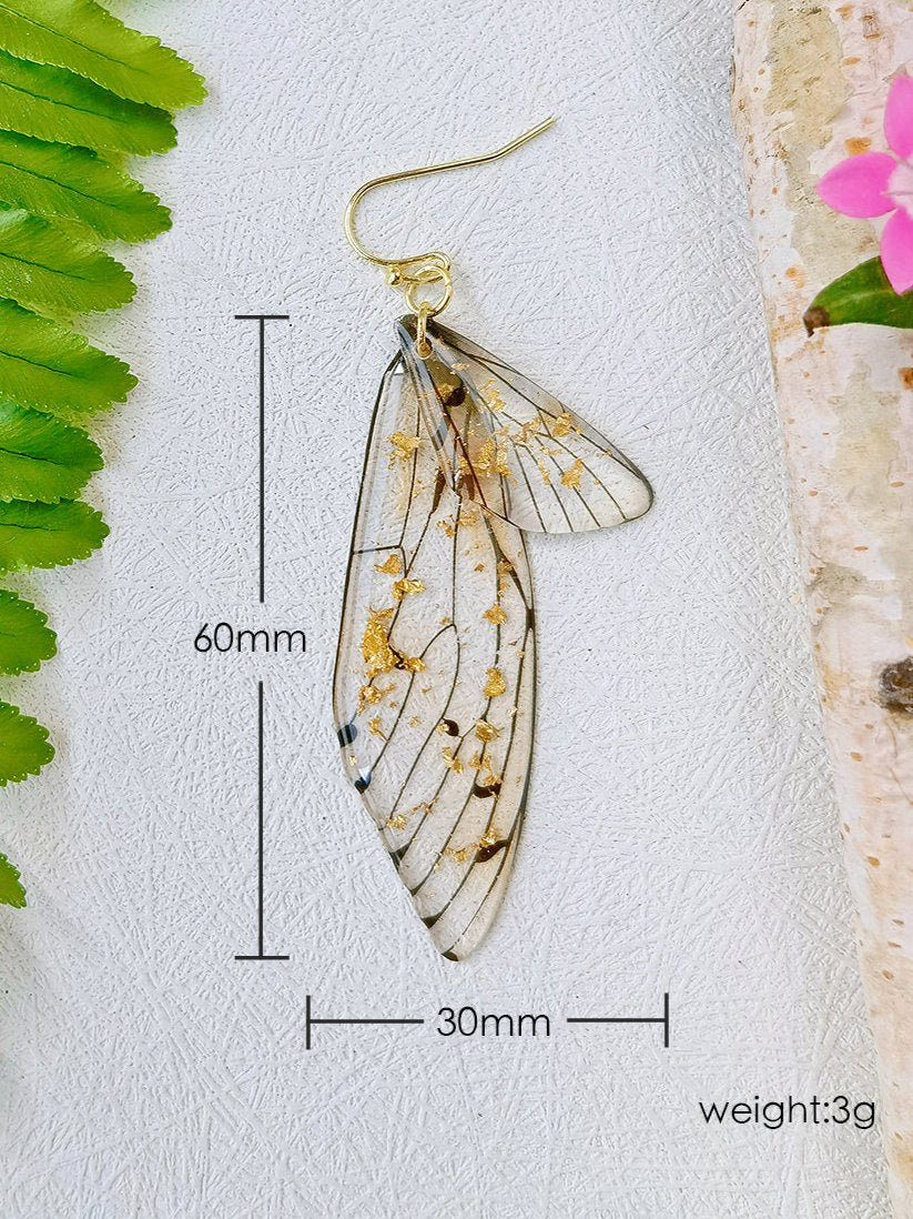 Butterfly Wing Handmade Crystal Gold Foil Earrings