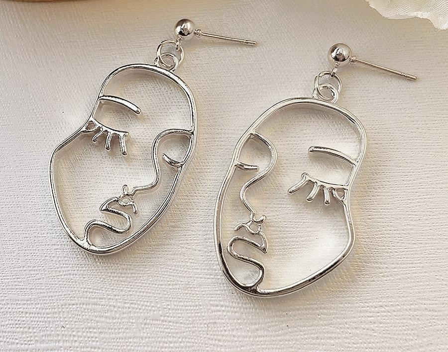 Abstract Human Face Modern Dangle Earrings