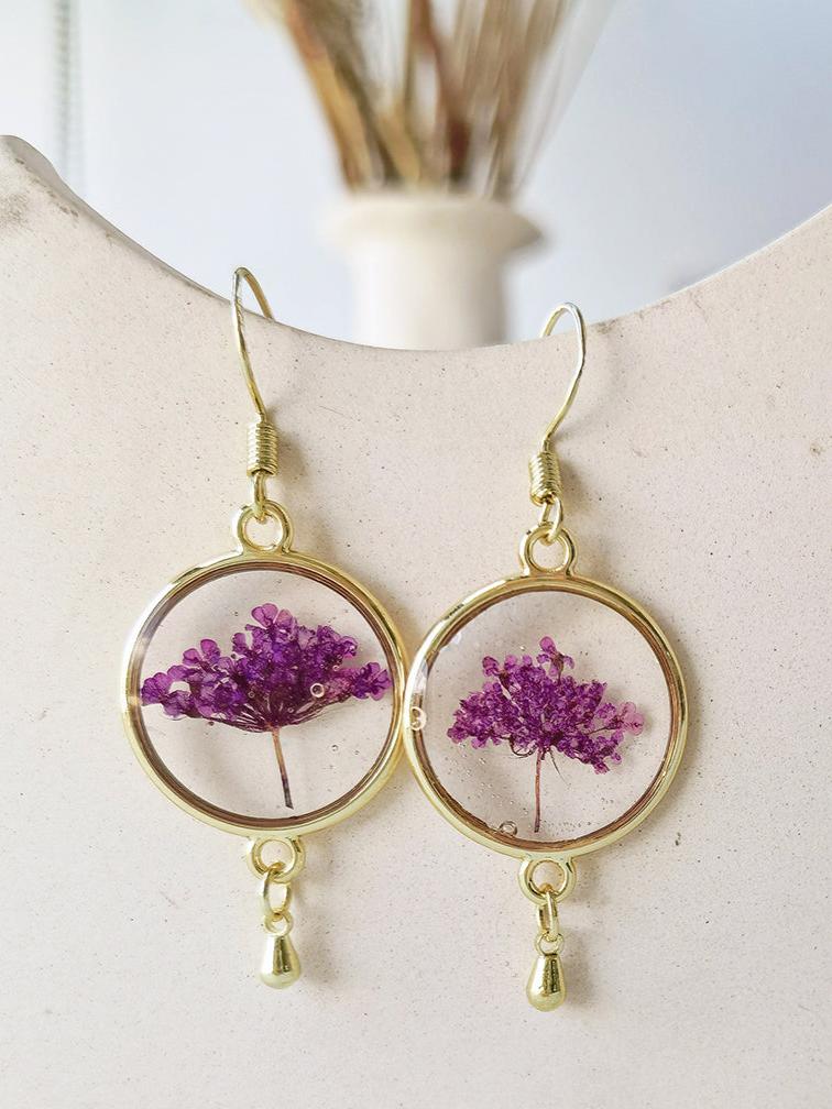 Real Queen Annes Lace Flower Earrings