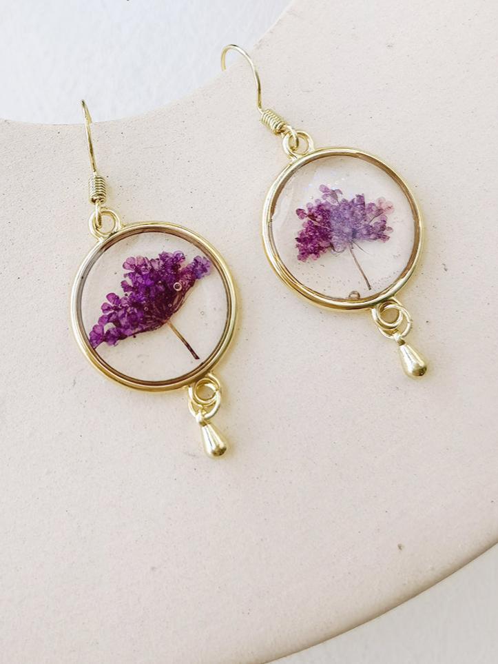 Real Queen Annes Lace Flower Earrings