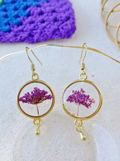 Real Queen Annes Lace Flower Earrings