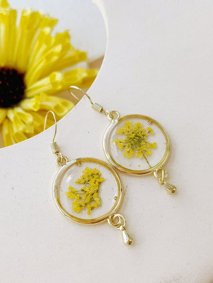 Real Queen Annes Lace Flower Earrings