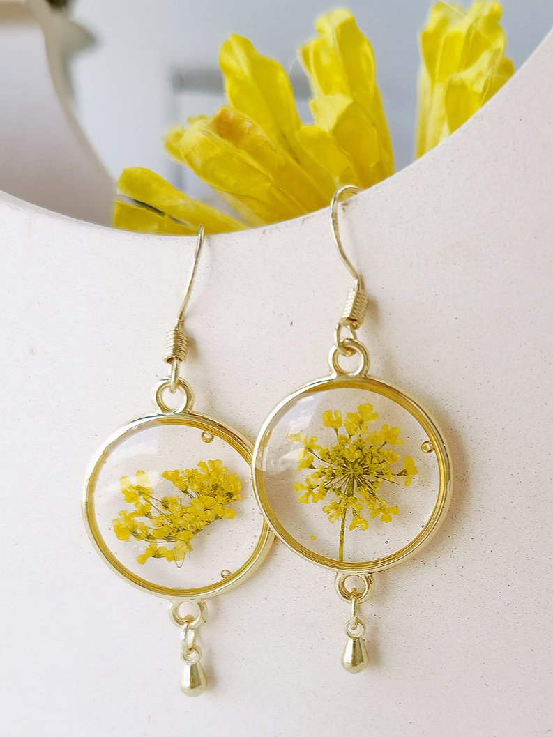 Real Queen Annes Lace Flower Earrings