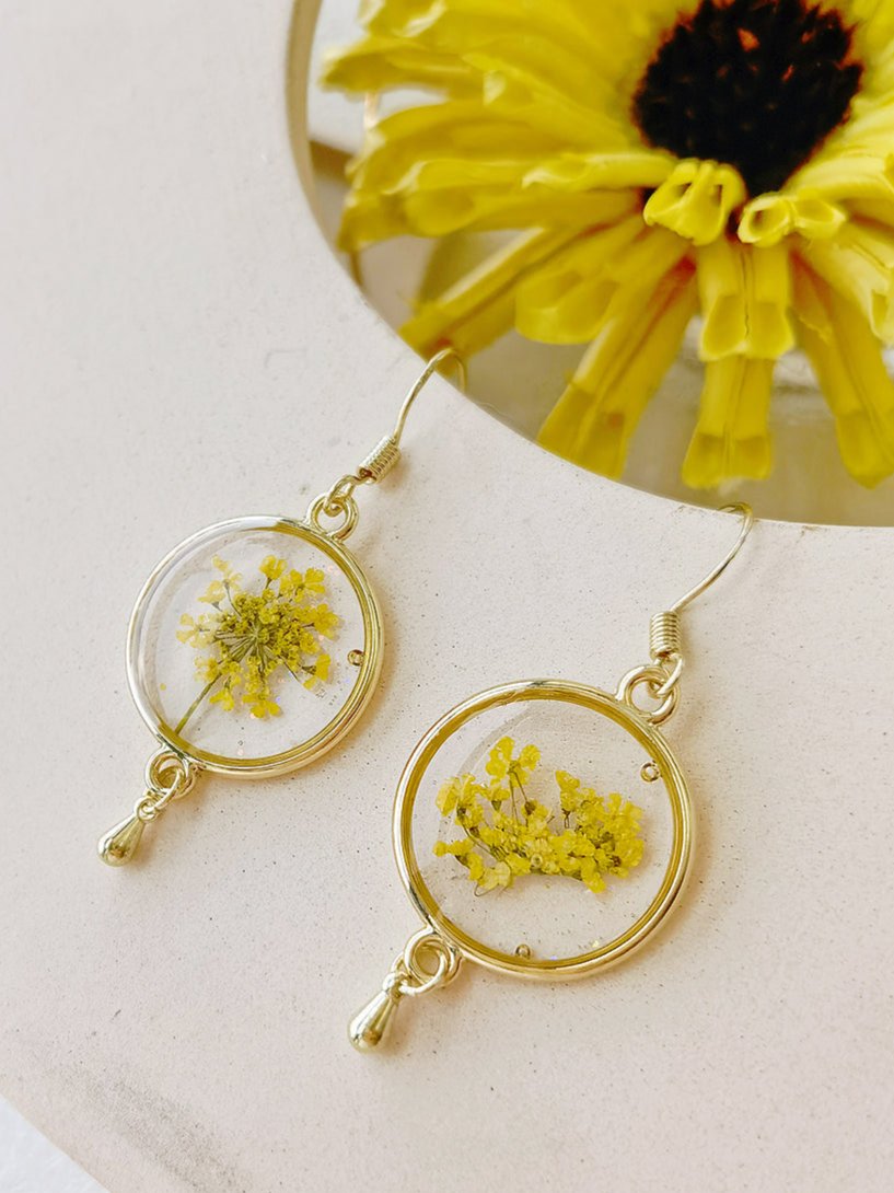 Real Queen Annes Lace Flower Earrings