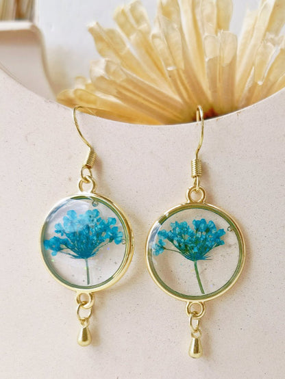 Real Queen Annes Lace Flower Earrings