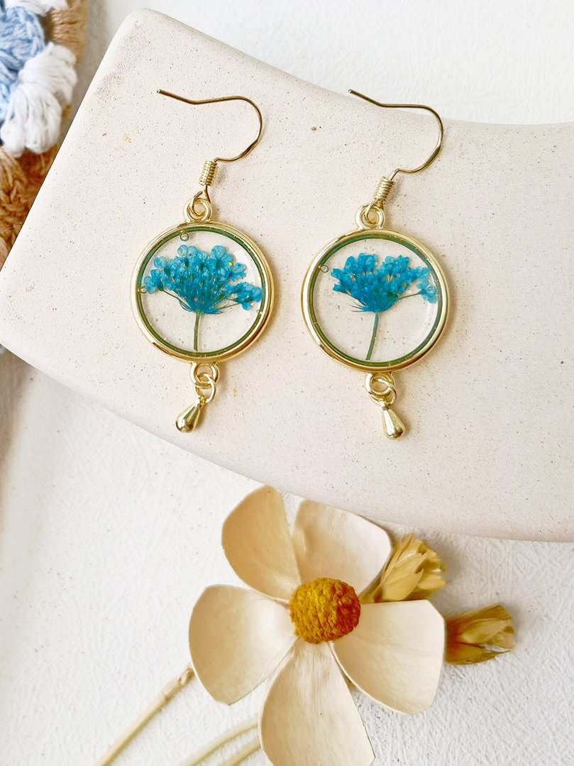 Real Queen Annes Lace Flower Earrings