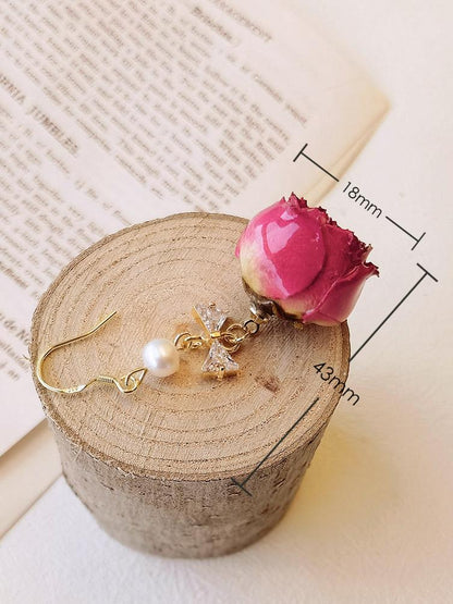 Pressed Flower Earrings - Vintage Rose