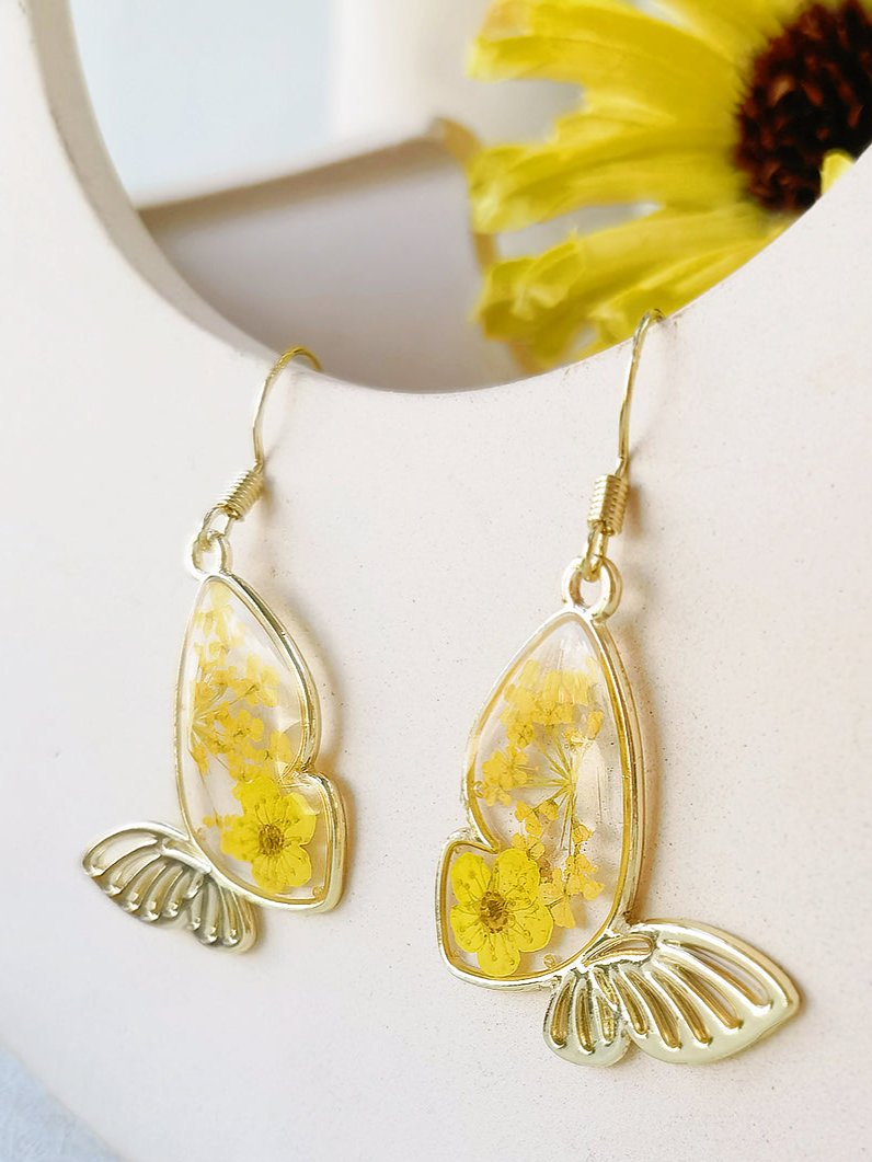 Queen Lace Butterfly Dried Flower Earrings