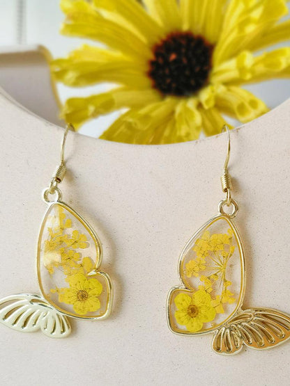 Queen Lace Butterfly Dried Flower Earrings