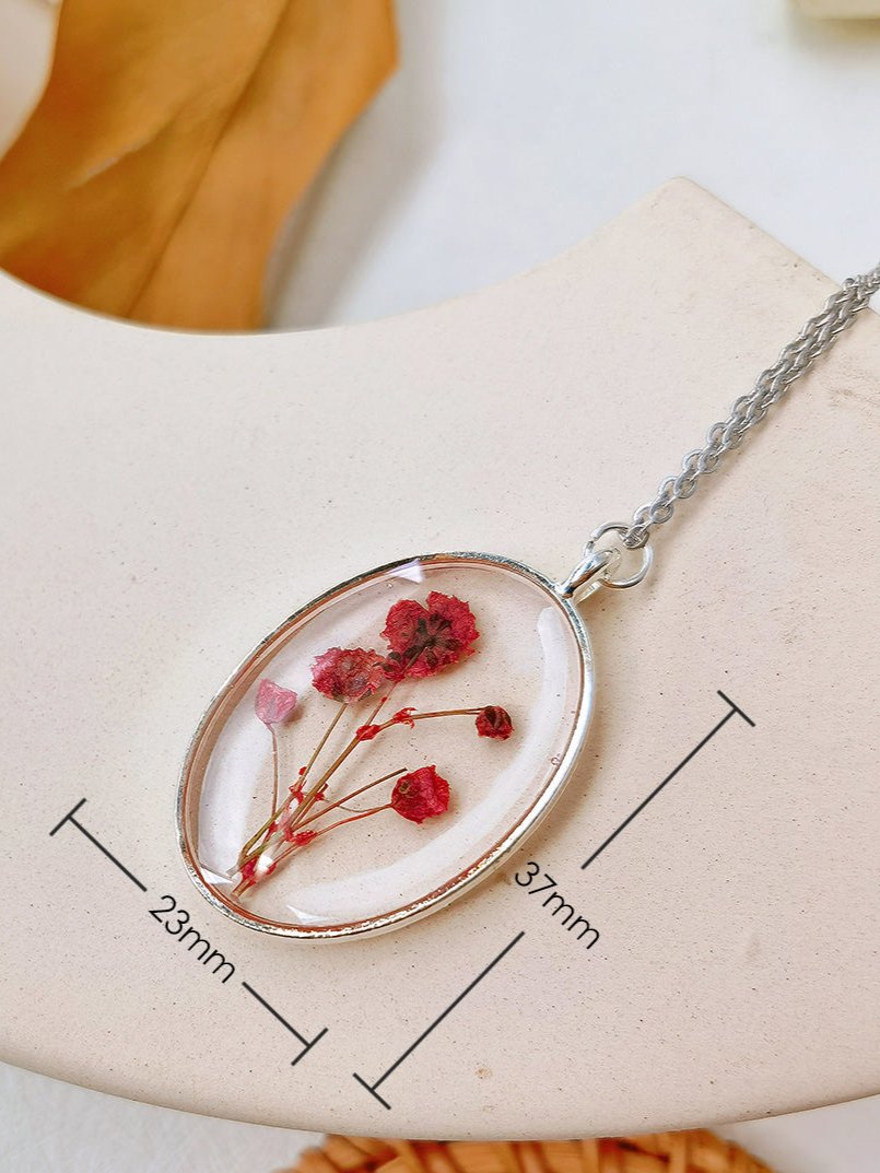 Handmade Red Narcissus Bud Pendant Necklace