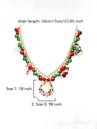 Versatile Christmas Bow Wreath Snowman Bell Necklace